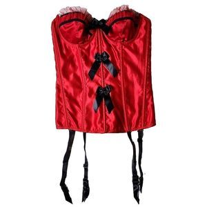90s y2k Fredericks of hollywood red satin bow bustier corset top